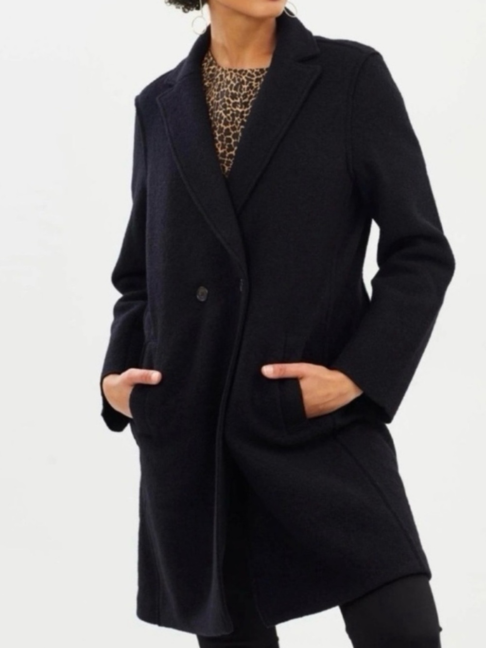 J.Crew Daphne Italian Boiled Wool
Topcoat Black Size 2P